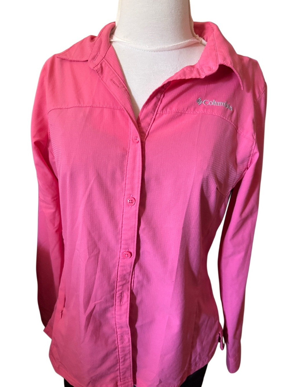 Columbia Women's hot pink Button-Up Outdoor Shirt Jacket lightweight Omni shade